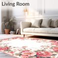 thumbnail image 2 of Flatwoven High Traffic Area Rug, Vintage Rose Petal, Non Slip, Stain Resistant, Washable Area Rugs for Living Room, Bedroom(Pink, 8X10), 2 of 8
