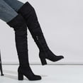 thumbnail image 5 of Mostsola Womens Over the knee Thigh High Boots Suede Chunky Block Heel Pull on Side Zipper Boots, 5 of 9
