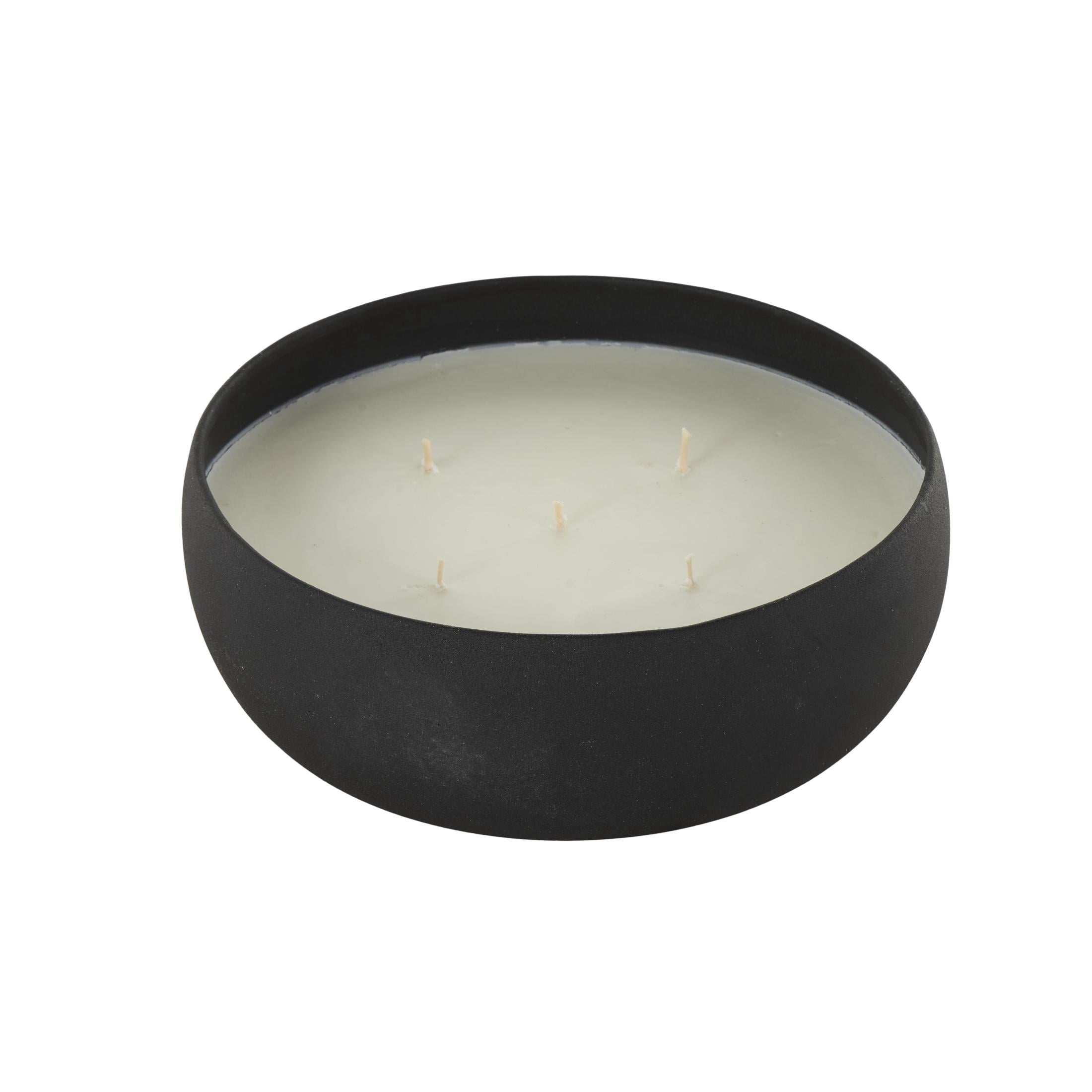 DecMode Black Metal Eucalyptus Spa Scented Textured 63oz 5 Wick Candle with White Wax