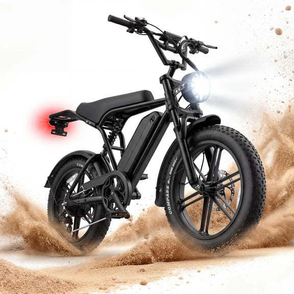 QEASET 20" Electric Bike for Adults 500W 48V 15Ah Commuter E-Bike 28mph Hydraulic Disc Brakes 7-Speed Fat Tire Electric Bicycle with Rear Rack