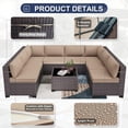 thumbnail image 5 of Kullavik 12 Pieces Patio Furniture Set, Rattan Wicker Sofa Set, Outdoor Conversation Sets w/Swivel Rocking Chairs Patio Sectional Sofa w/4 Inch Cushion, Sand, 5 of 6