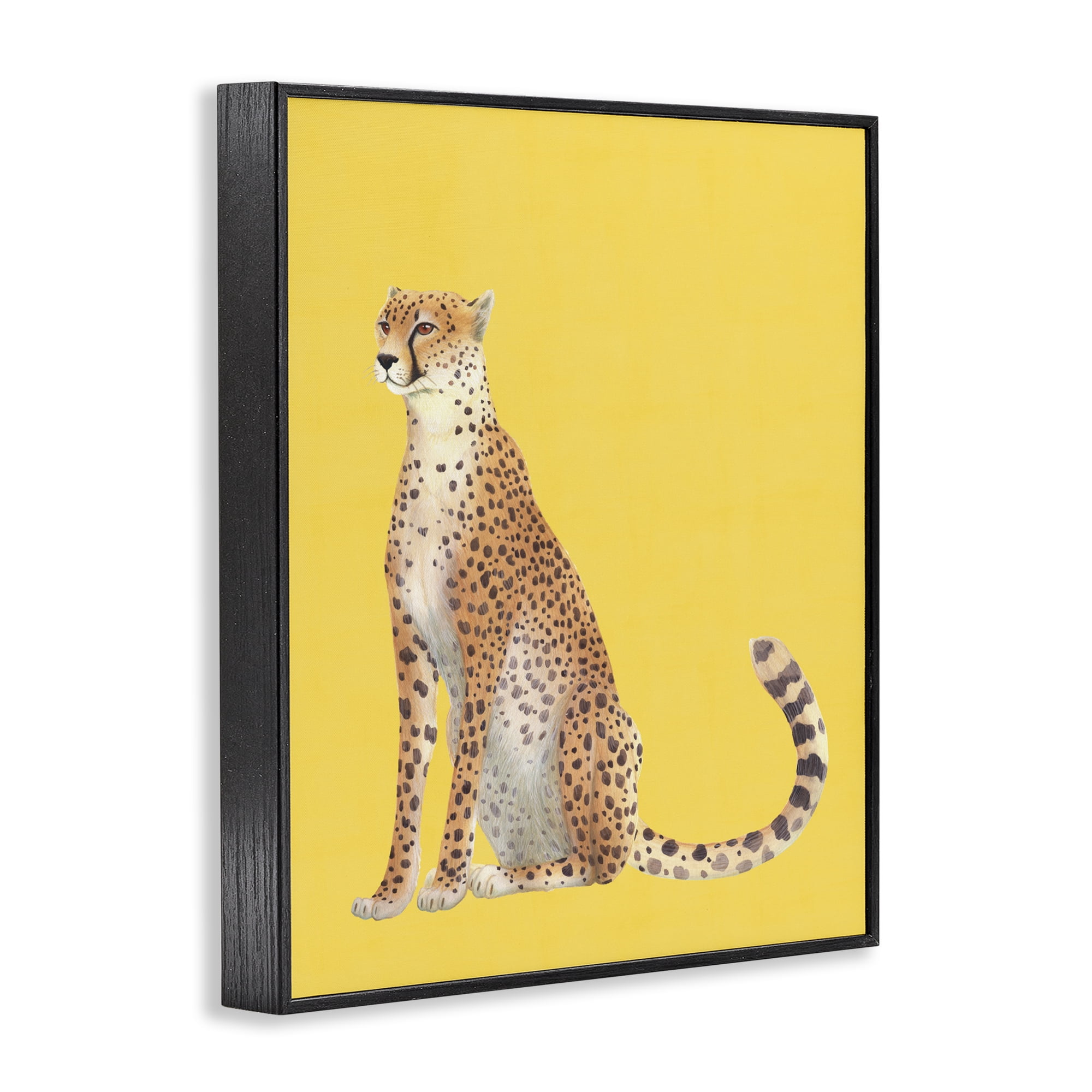Stupell Industries Cheetah on Vibrant Yellow Black Framed Giclee Art, design by Karolina Sato