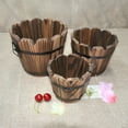 thumbnail image 4 of Minkissy 2Pcs Wood Planter Pot Brown Barrel Shape Simple Design For Flower Planter, 4 of 8
