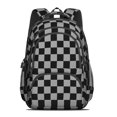 thumbnail image 2 of Gray and Black Checkered Pattern Backpack for School, Cute School Bag with Adjustable Shoulder Straps and Padded Back, 16.9"x12.6"x5.9", 2 of 5