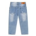 thumbnail image 2 of KIDSCOOL SPACE Baby Boy Jeans,Soft Ripped Denim Elastic Band Inside Pants,Light Blue,9-12 Months, 2 of 8