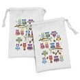 thumbnail image 1 of Owls Fabric Pouch Set of 2, Sporty Owls Cheerleader League Team Coach Football Themed Animals Cartoon Art Style, Small Drawstring Bag for Toiletries Masks and Favors, 9" x 6", Multicolor, by Ambesonne, 1 of 2