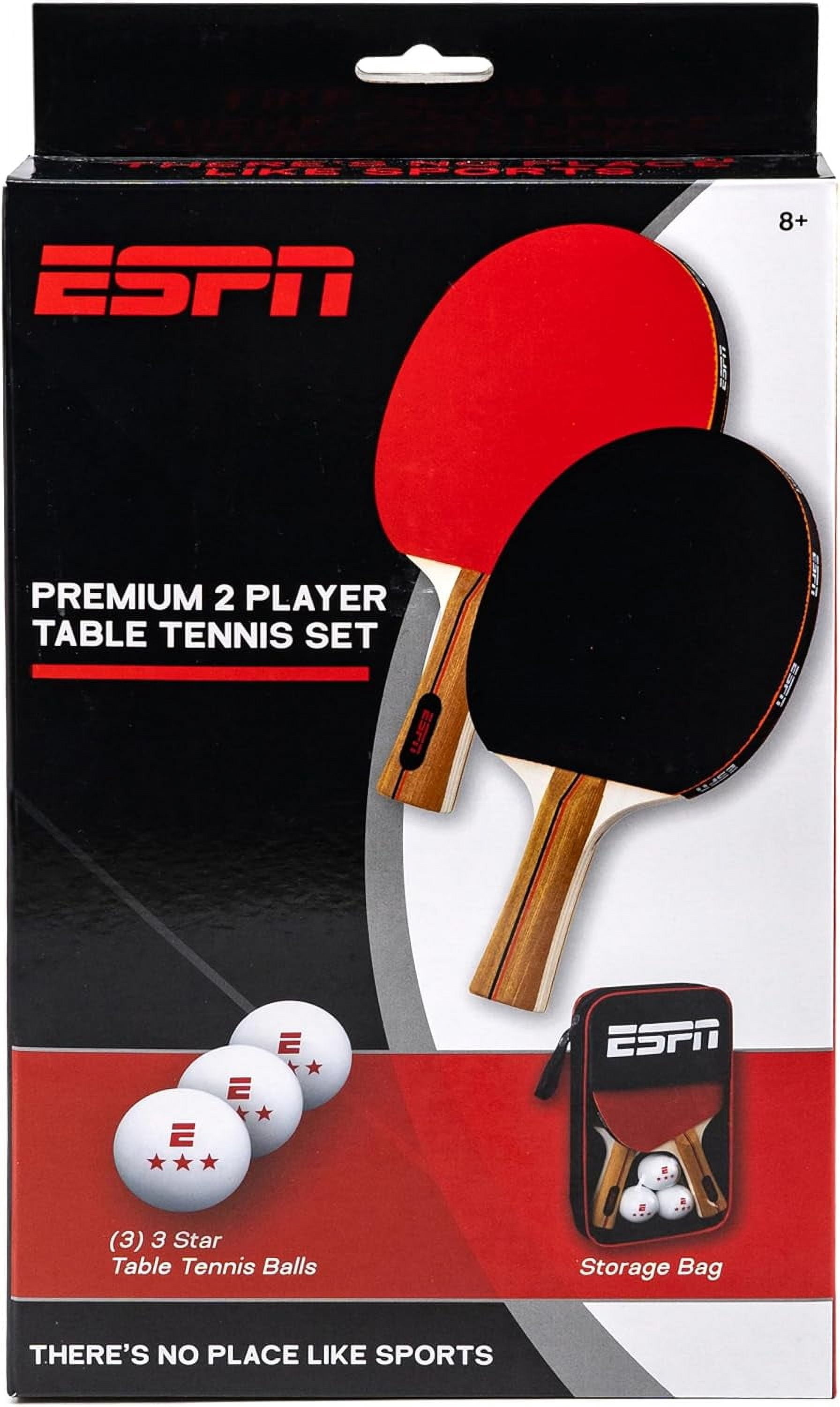 ESPN Ping Pong Paddle Set, Set of 2 Table Tennis Paddles with 3 Ping Pong Balls & Travel Bag