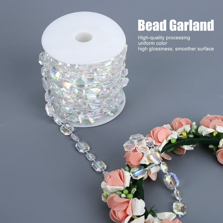 Acrylic Clear Crystal Beads Diamond Garland Strands Rhinestone by Roll for  DIY Doorway Beads String Curtain, Wedding, Birthday Party Decorations, Arts