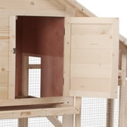 Pawhut 55 L 2-tier Wood Rabbit Hutch Backyard Cage Small Animal House with Ramp and Outdoor Run