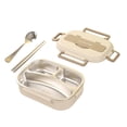 thumbnail image 3 of Stainless Steel Bento Box Lunch Container with Divided Compartments with Cutlery beige, 3 of 9