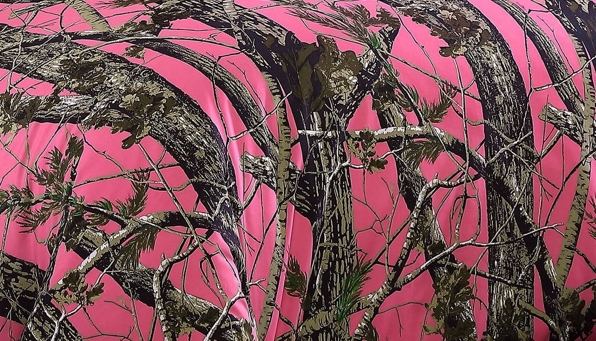 Chezmoi Collection Salem 2-Piece Cabin Lodge Forest Woods Comforter Set, Nature Camo Tree Leaves Printed Soft Microfiber Bedding, Pink, Twin