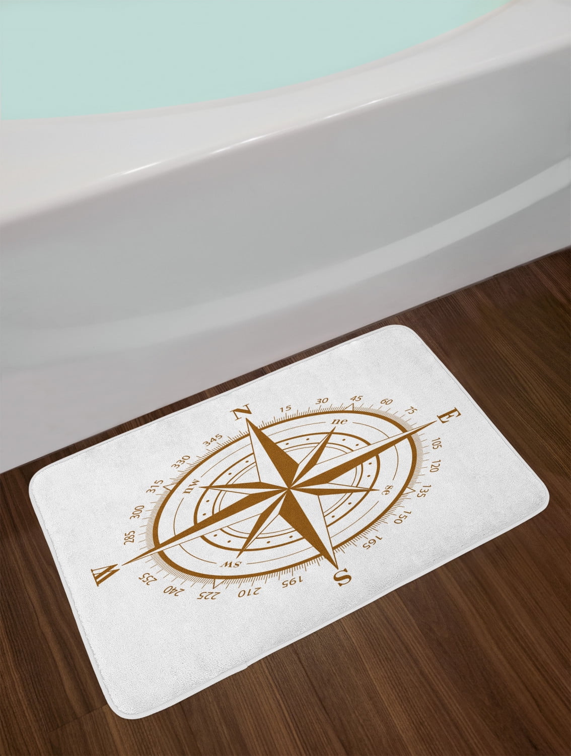 Compass Denim Blue & Brown Bath Mat – Covered By Rugs