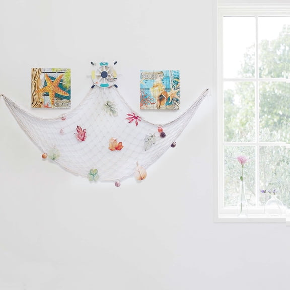 Hanging Décor for Home Nautical Fishing Net Coastal Design Seaside Wall Art Decoration for Party and Interior