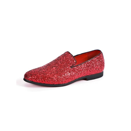 

UKAP Mens Casual Shoe Low Top Flats Slip-ons Moccasins Lightweight Boat Shoes Driving Loafers Flat Comfort Red 8