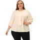 thumbnail image 1 of Women's Plus Size Work Round Neck Ruffle Chiffon Blouse Top Beige 3X, 1 of 5