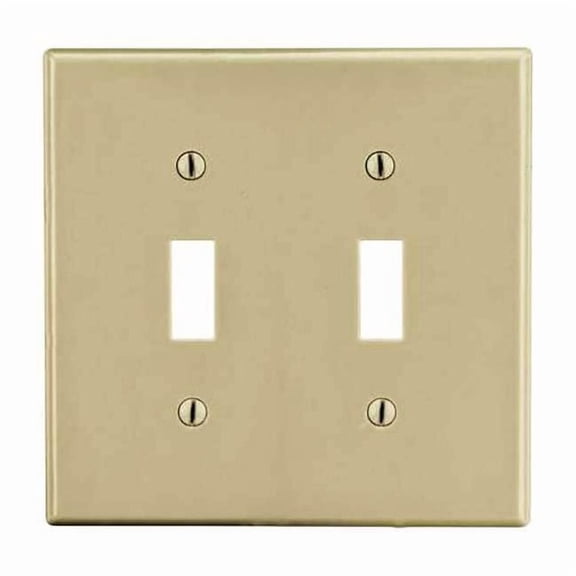 Hubbell Wiring Device-Kellems Tgl Swch Wll Plt,Mid;Ivory,2Gng,Smth Stn PJ2I
