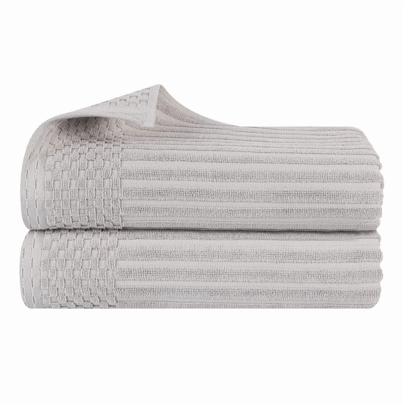 Superior Soho Ribbed Cotton Absorbent Bath Sheet Set of 2, Silver