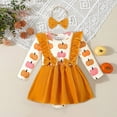 thumbnail image 2 of Jkety Halloween Clothes Toddler Girl Kids Toddler Baby Girl Halloween Outfit Puff Sleeve Pumpkin Embroidery Plaid Smocked Dress Infant Fall Party Dress(Yellow,3-6 Months), 2 of 7