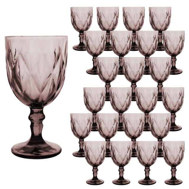 Juego 24 Copas de Vidrio Cristal para Champaña Vino Agua Color Purpura