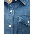 thumbnail image 5 of INSPIRE CHIC Women's Coat Jean Long Sleeve Button Down Shacket with Flap Pockets Lightweight Denim Coat S Blue, 5 of 6
