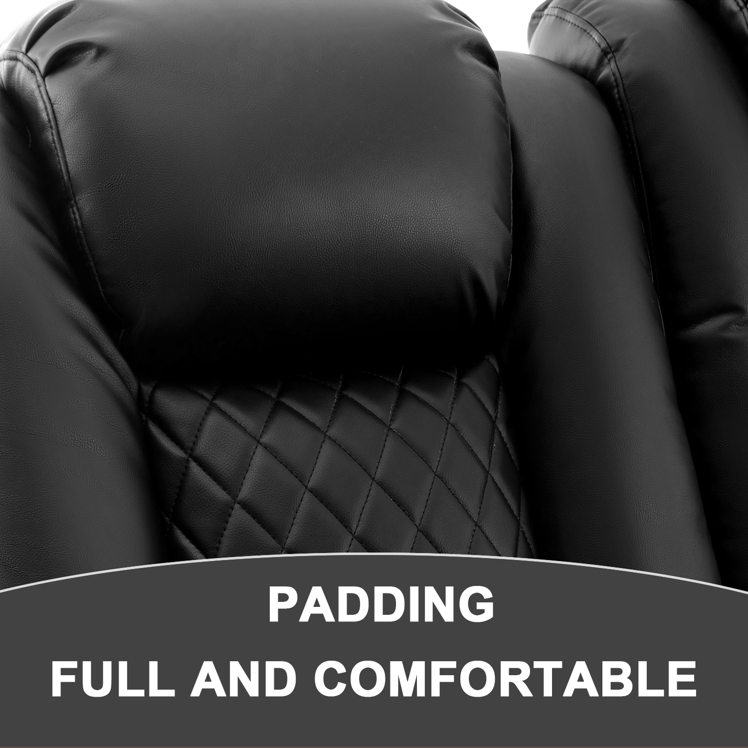 57" Loveseat Recliner, Recliner Sofa with 3 Cup Holders and 2 Pillows, Wall Hugger Recliners & 135° Reclining Loveseat (Black PU Leather Furniture)