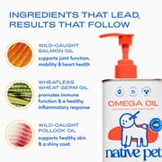 Native Pet Omega 3 Fish Oil for Dogs for Skin and Coat Health with Wild Alaskan Salmon Oil, 10oz