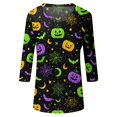 thumbnail image 5 of Women Halloween 3/4 Sleeve Tops Funny Halloween Graphic Tee Fall Winter Loose Fit Tops, 5 of 6