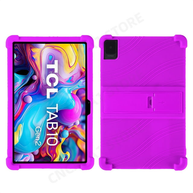 4 Thicken Cornors Silicone Cover with Kickstand For TCL Tab 10 Gen 2 Case 8496G 10.36" Tablet PC Soft Shockproof Protector Funda PURPLE Tab 10 Gen 2 8496G