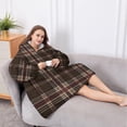 thumbnail image 5 of Oversized Wearable Blanket Hoodie,Brown Beige Checkerboard Checkered Pattern Sherpa Blanket Hoodie with Super Pockets,Super Warm Fuzzy Pullover for Women & Men, 5 of 6