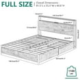 thumbnail image 3 of LED Bed Frame Full Size with 2 USB Ports and Outlets, Platform Metal Bed Frame with 4 Storage Drawers and Headboard, No Box Spring Needed, Noise-Free(Vintage Brown-FULL), 3 of 9