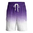 thumbnail image 6 of Cargo Shorts for Men Summer Casual Color Block Tie Dye Elastic Waist Straight Leg Beach Shorts with Pockets, 6 of 6