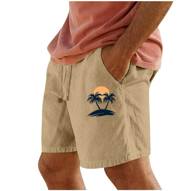 Pantalones Cortos para Hombre de Cintura Elástica con Bolsillos Impresos Pantalones Cortos Rectos, Pantalones Deportivos Casuales con Cintura Elástica