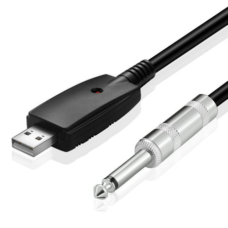 USB Guitar Cable (10ft) USB Interface Male to 1/4 inch 6.35mm Male TS Mono Plug Jack Audio Connector Adapter Cord for Studio Electric Guitar Bass Instrument Recording