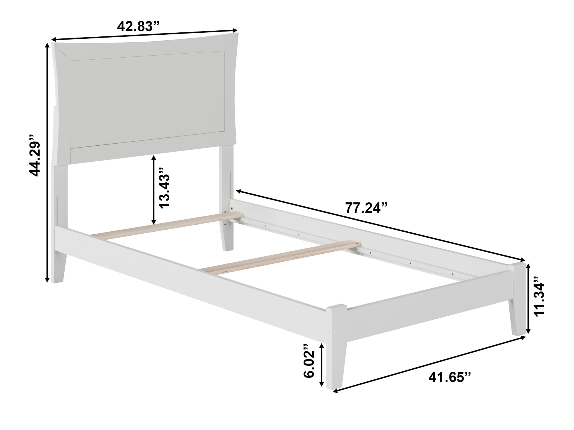 AFI Metro Twin Wood Foundation Bed Frame with Panel Headboard, White