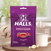 HALLS Soothing Cool Berry Throat Drops, FSA/HSA Eligible, 25 Drops