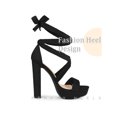 thumbnail image 3 of BLISSFUL STEP Platform Lace Up Block Heels Sandals for Women Black 7, 3 of 5