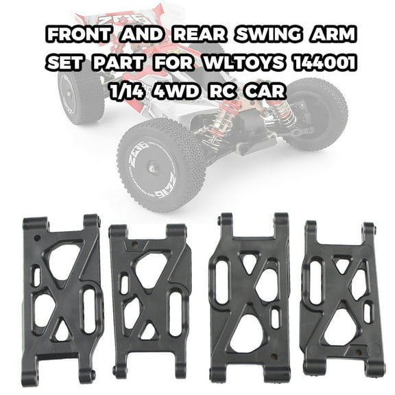 Front and Rear Arm Set Replacement Parts, Fit 1/14 Scale 4WD RC Car Model 144001, Durable Structural Upgrade Accessory, Essential RC Vehicle Repair Parts Kit, 4pcs, Black