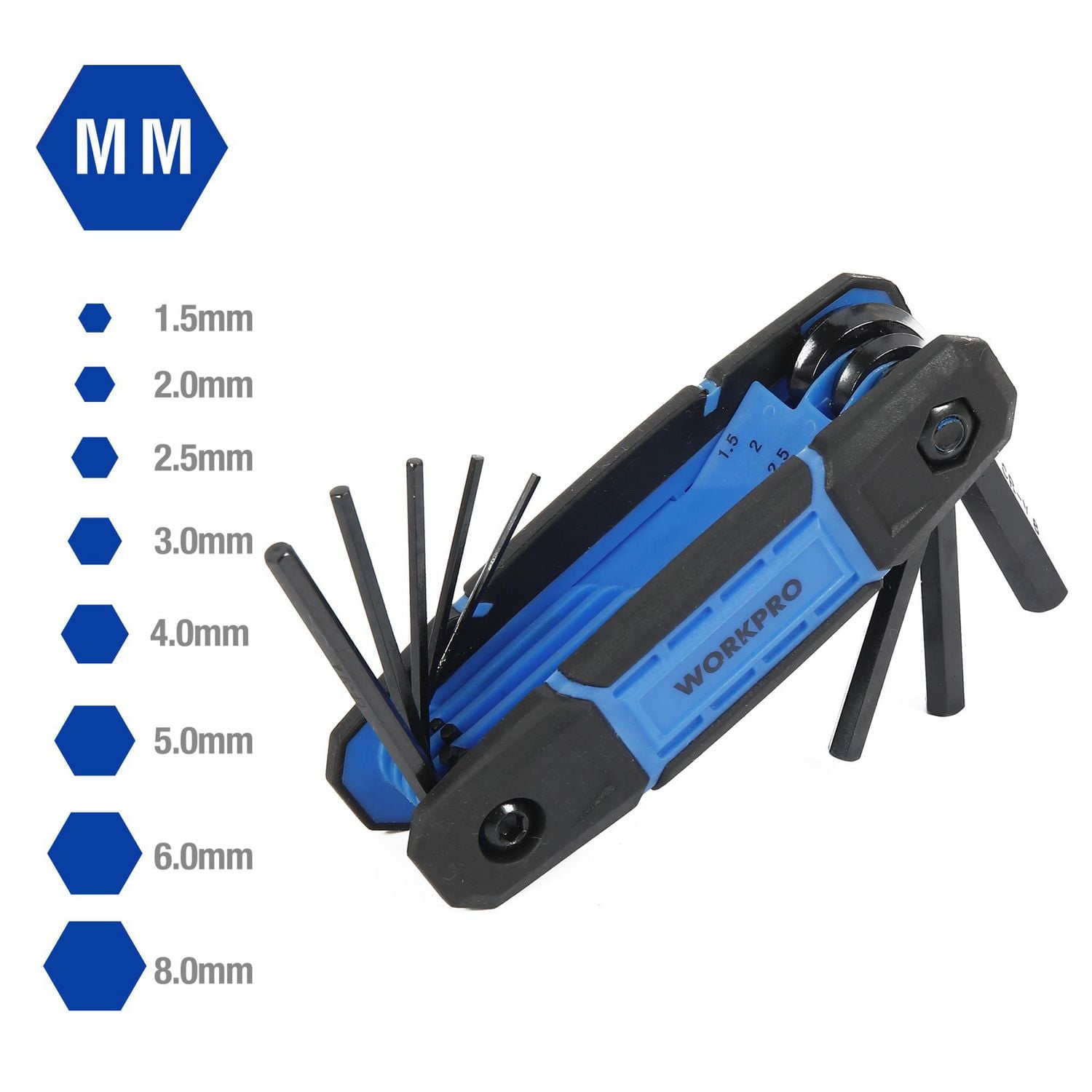 WorkPro Metric Hex Key Set - 8 Piece, Metric, CR-V steel
