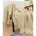 thumbnail image 3 of Brooklyn Loom Chunky Boucle 100% Microfiber Polyester  50x70 Throw Blanket in Tan, All Season, Adult Size, OEKO-TEX Certified, 3 of 10