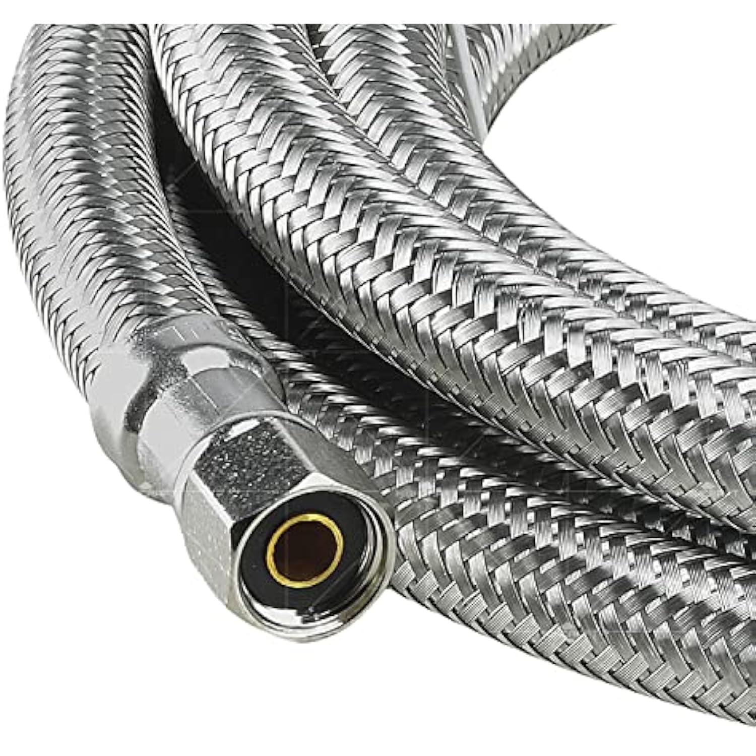 Stainless Steel Braided Icemaker Supply 1/4" Comp x 1/4" Comp, UPC/NSF, Lead Free, 300"