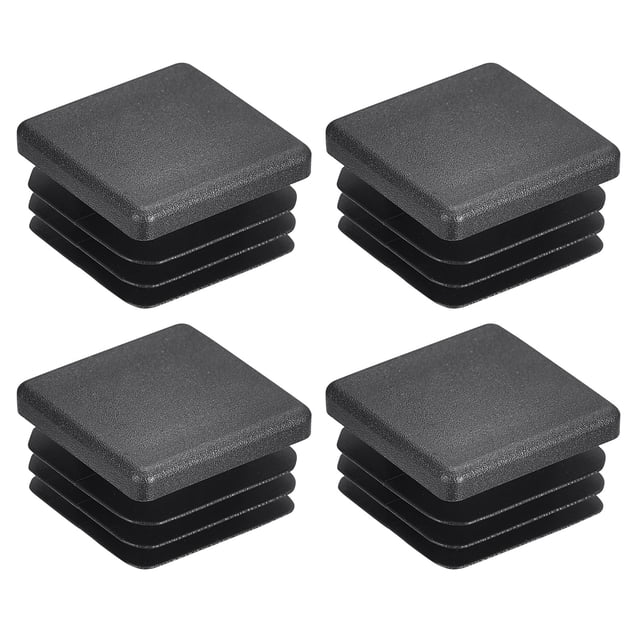 Unique Bargains 4Pack 25mmx25mm(0.98inch) Plastic Tubing Plug Square Post End Caps Black