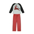 thumbnail image 3 of Matching Family Christmas Pajamas, Long Sleeve Letter Elk Raglan Tops + Plaid Pants Set Family Matching Pajamas Set, 3 of 10