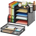 thumbnail image 2 of Organizador de escritorio Marbrasse para cartas de papel de 5 niveles con cajón de madera, 2 of 7