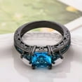 thumbnail image 2 of Blue Cubic Zircon Band Women's 10Kt Black Gold Filled Engagement Ring Sz 7-10, 2 of 3