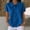 *Blue, variant on Women's Collared Short Sleeve Button Down Shirt, Casual Solid Color Knit Blouse Black,Women's Plus XXL