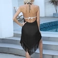 thumbnail image 7 of Zhden Cover Ups for Swimwear Women Sleeveless Bathing Suit Cover Ups Beach Cover Up Spaghetti Strap Tassel Hem Swim Coverup（Black,L）, 7 of 7