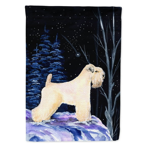 Carolines Treasures SS8386-FLAG-PARENT Starry Night Wheaten Terrier Soft Coated Flag  multicolor