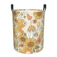 thumbnail image 1 of Balery Groovy Hippie Flower Mushrooms Cesta de ropa redonda con asas, impermeable, independiente, para ropa, juguetes, dormitorio y familia-Medium, 1 of 6