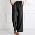 thumbnail image 6 of CAIXIA Wide Leg Pants for Women Flowy Palazzo Drawstring Elastic Waist Trousers with Pockets Summer Beach Vacation Clothes, 6 of 7