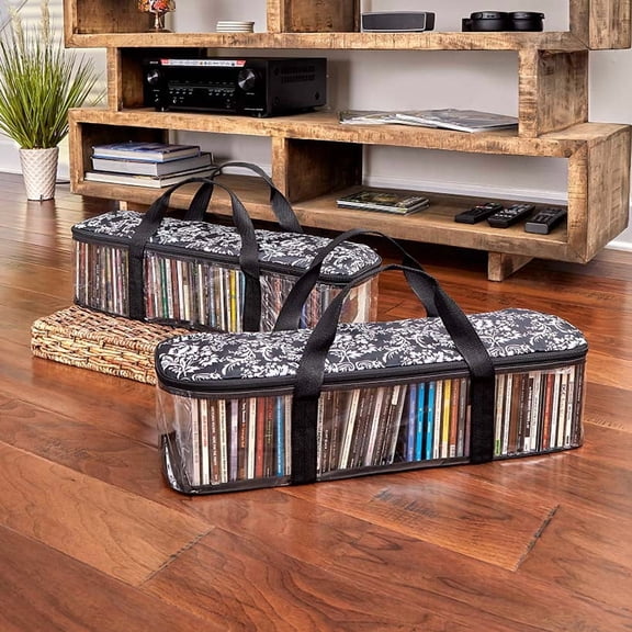 Media Storage Bag Organizer with Handles for DVDs or CDs Set of 2